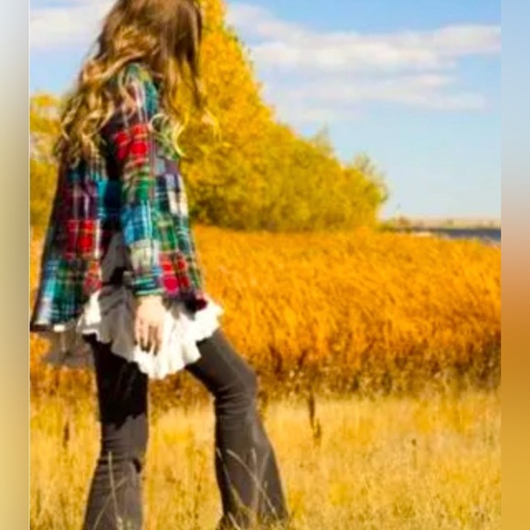 We The Free “Lost in Plaid” Patchwork Flannel Plaid Top with Lace Crochet Sides - Picture 2 of 16